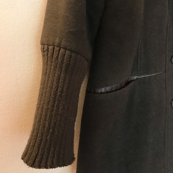 Wool jacket | leather details | Winter coat | Wool Coat | Olive Green - Picture 3 of 9
